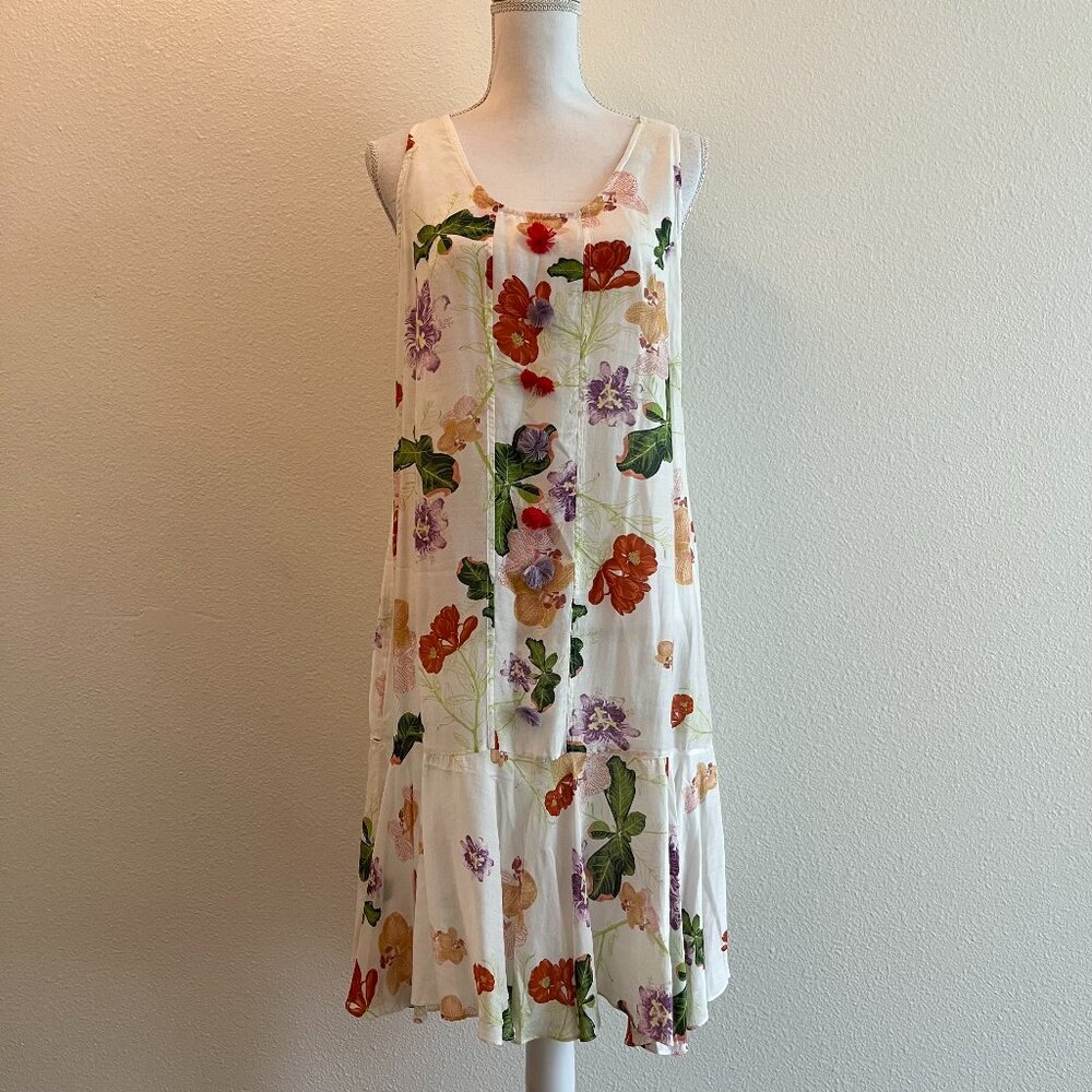 Verandah White Floral Print Sleeveless Dress